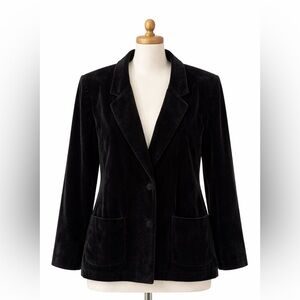 Vintage velvet shoulder pad Classic Black Women's Blazer